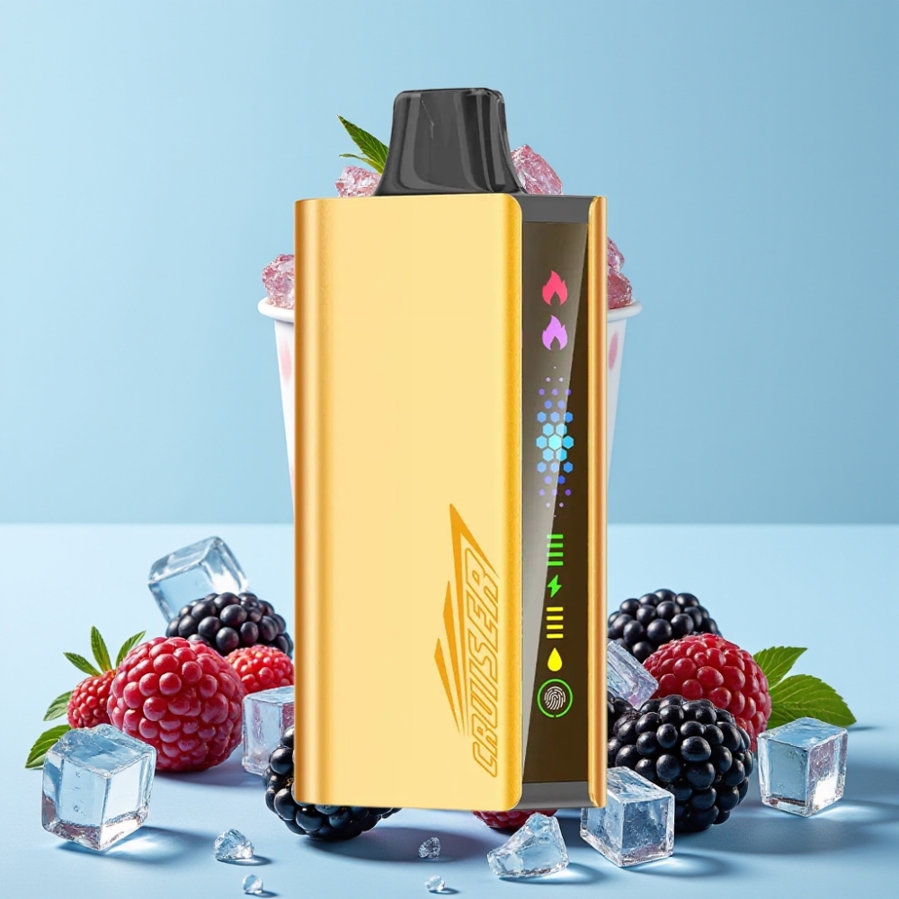 JNR Cruiser 12000 Puffs No-Charge Disposable Vape Blackbæris med 3500 mAh batteri og skjerm