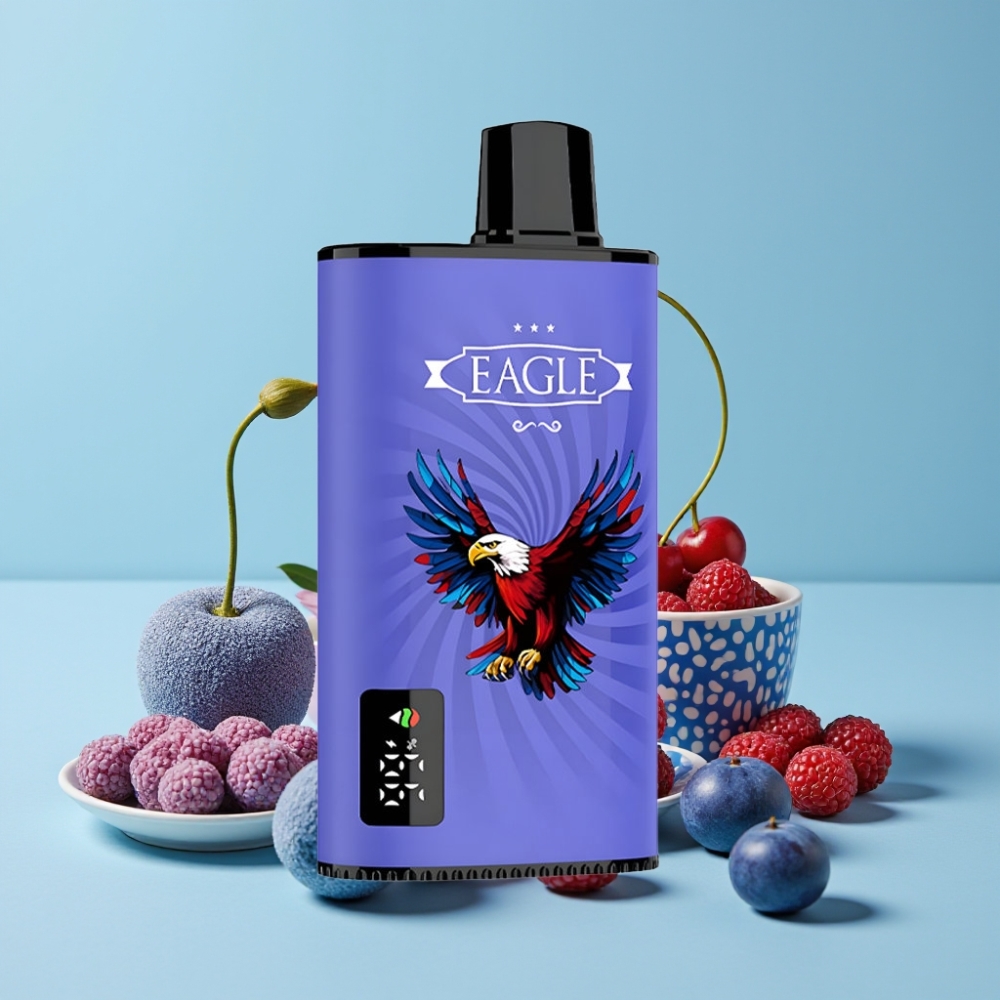 JNR EAGLE Smart 23000 Puffs Blå Bringebær Kirsebær Digit Skjerm 1.0ohm Mesh Justerbar Luftstrøm