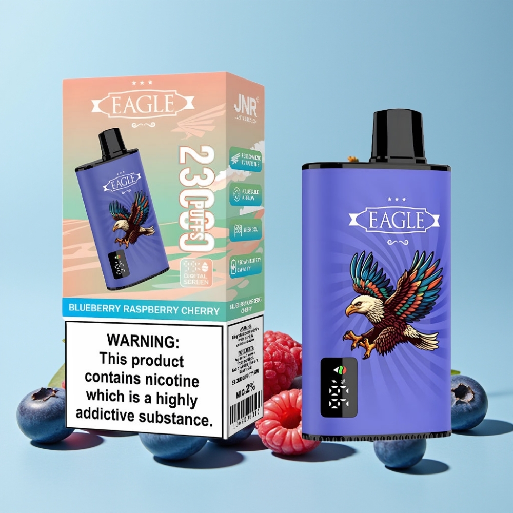 JNR EAGLE Smart 23000 Puffs Blåbær Bringebær Kirsebær Digital Skjerm 1.0ohm Mesh Coil