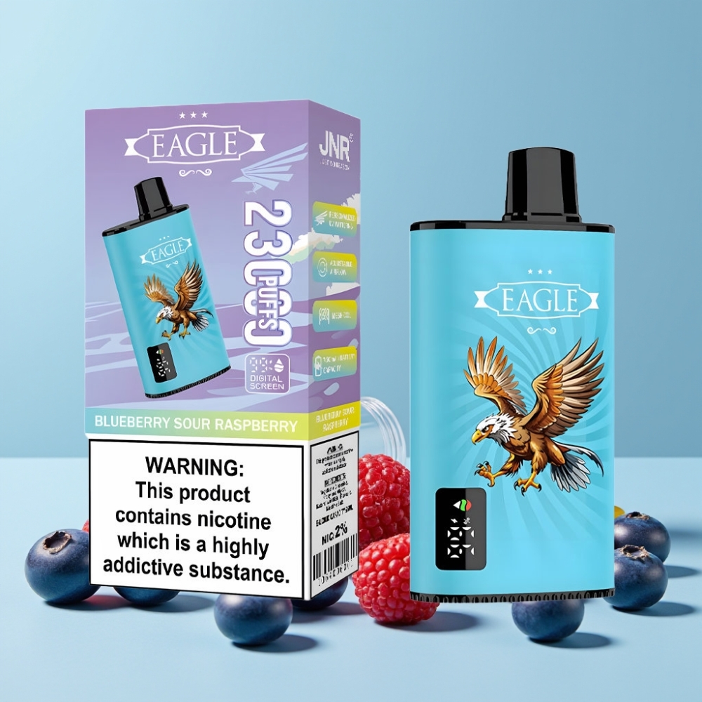 JNR EAGLE Smart 23000 Puffs Digital Skjerm Justerbar Luftstrøm Blåbær Sur Bringebær