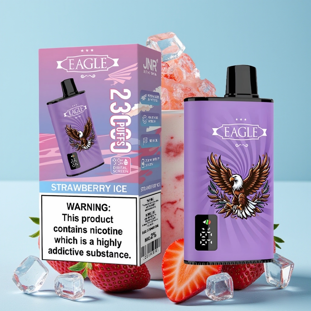JNR EAGLE Smart 23000 Puffs Digital Skjerm Justerbar Luftstrøm Jordbær Is