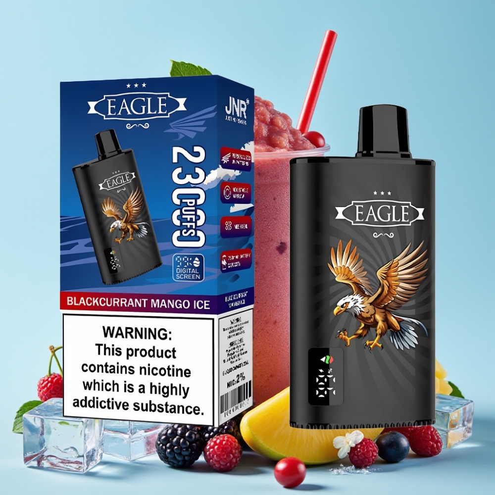 JNR EAGLE Smart 23000 Puffs Digital Skjerm Justerbar Luftstrøm Sortsolbær Mango Is