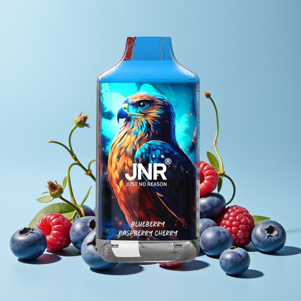 JNR Falcon 16000 Puffs 22ml Blåbær Bringebær Kirsebær Dual Mesh Coil Smart LED