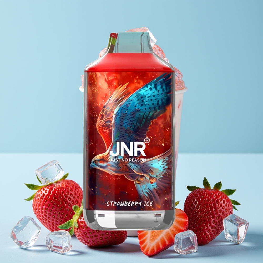 JNR Falcon 16000 Puffs 22ml Dual Mesh Jordbær Is Type C LED