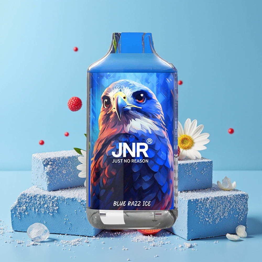 JNR Falcon 16000 Puffs 850 mAh 22ml Blå Bringebær Is Dual Mesh Coil Smart LED