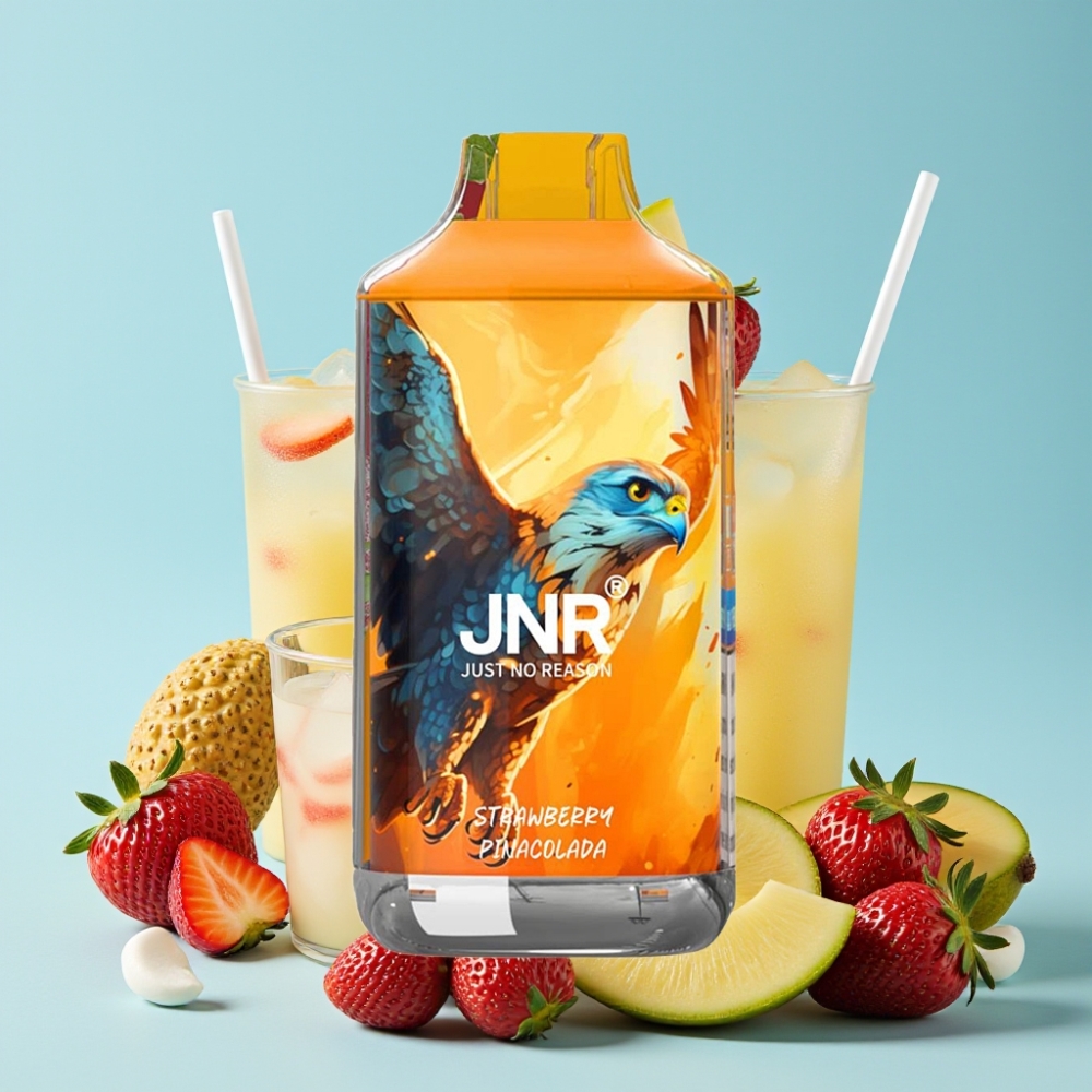 JNR Falcon 16000 Puffs 850mAh 22ml Dual Mesh Coil Type C/Lightning Smart LED Jordbær Pina Colada