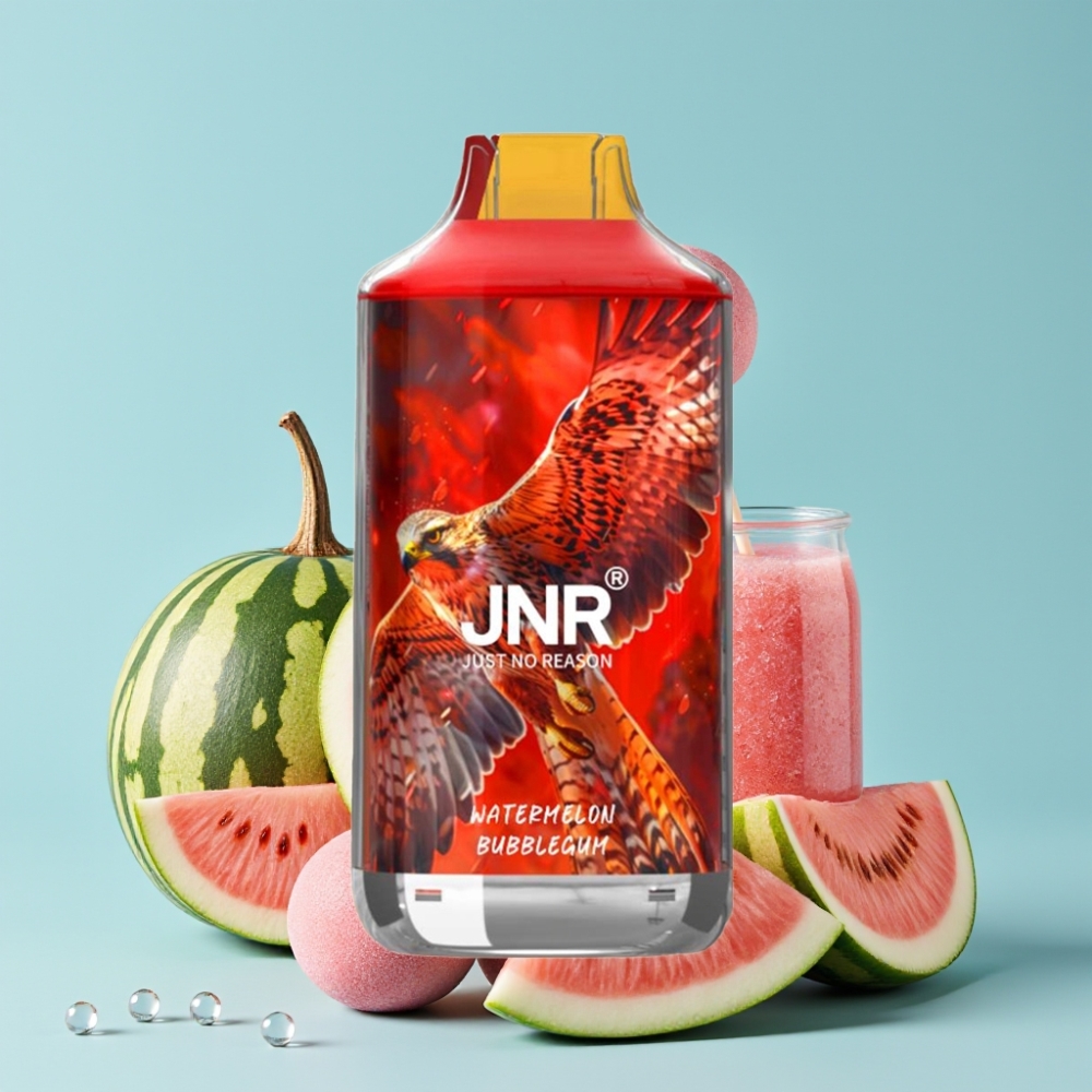 JNR Falcon 16000 Puffs 850mAh 22ml Dual Mesh Coil Type C/Lightning Smart LED Vannmelon Bubblegum