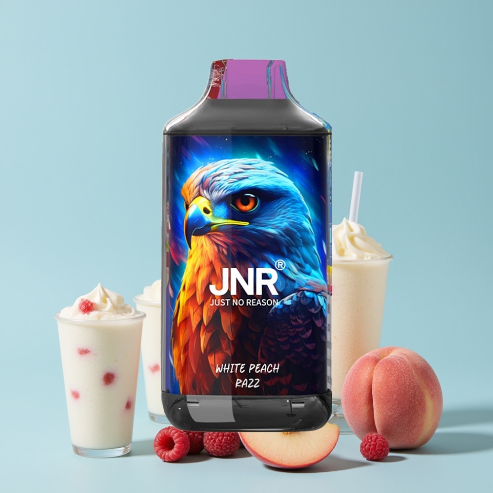 JNR Falcon 16000 Puffs 850mAh 22ml Hvit Fersken Razz Dual Mesh Coil Smart LED