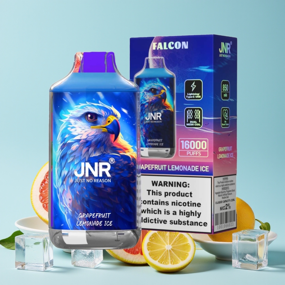 JNR Falcon 16000 Puffs Dual Mesh Coil Grapefrukt Sitronade Is Type C & LED