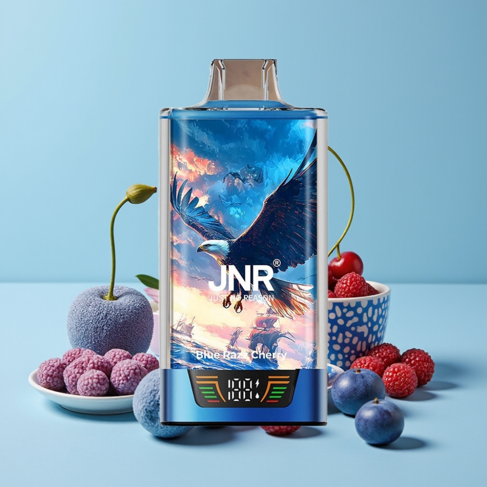 JNR Falcon Pro 28000 30ml Blå Bringebær Kirsebær Smart Skjerm Dual Mesh