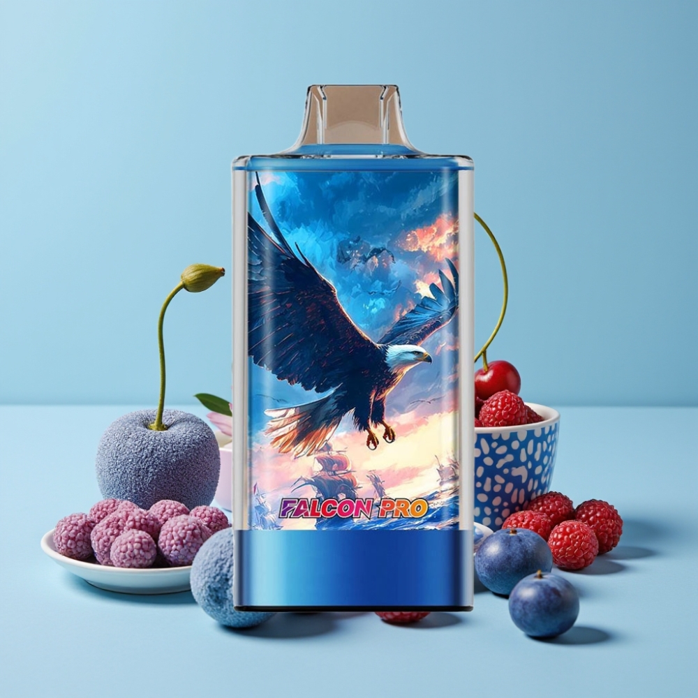 JNR Falcon Pro 28000 30ml Blå Bringebær Kirsebær Smart Skjerm Dual Mesh