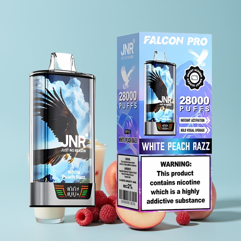 JNR Falcon Pro 28000 Smart Display Dual Mesh Hvit Fersken Razz