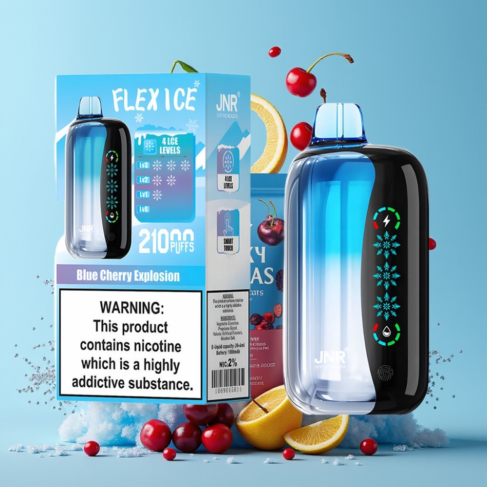 JNR Flex Ice 21000 Puffs Blå Kirsebær Eksplosjon Justerbar Is Tilpasset Luftstrøm