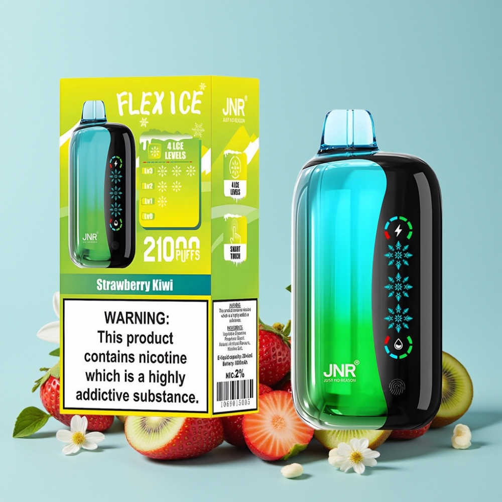 JNR Flex Ice 21000 Puffs Touch Skjerm Jordbær Kiwi Justerbar Is