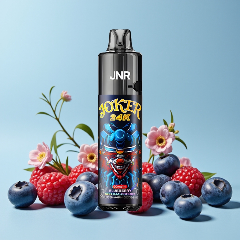 JNR Joker 24K Puffs Disposable Vape Blåbær Rød Bringebær med 800mAh Batteri og Type-C Lading