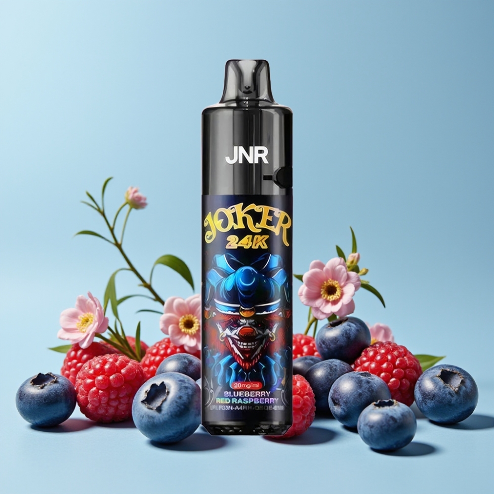 JNR Joker 24K Puffs Disposable Vape Blåbær Rød Bringebær med 800mAh Batteri og Type-C Lading