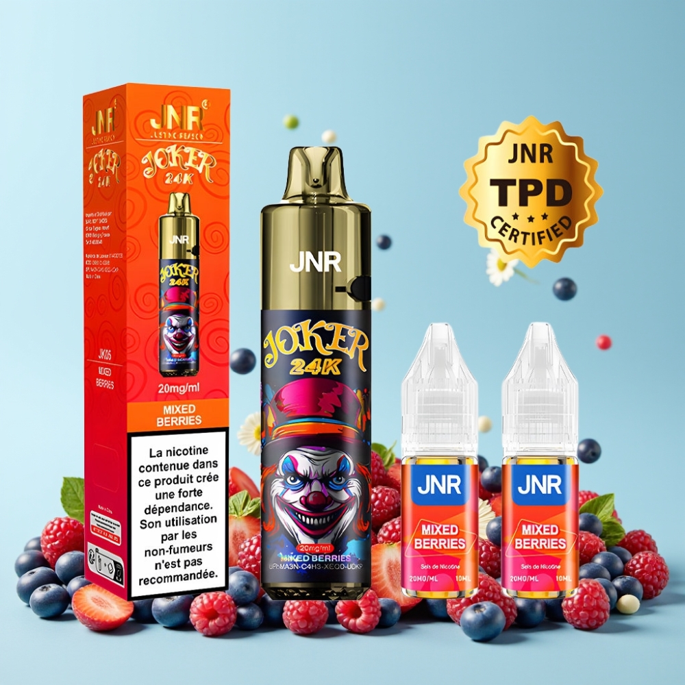 JNR Joker 24K Puffs Refillable 800mAh Type-C Blandede Bær