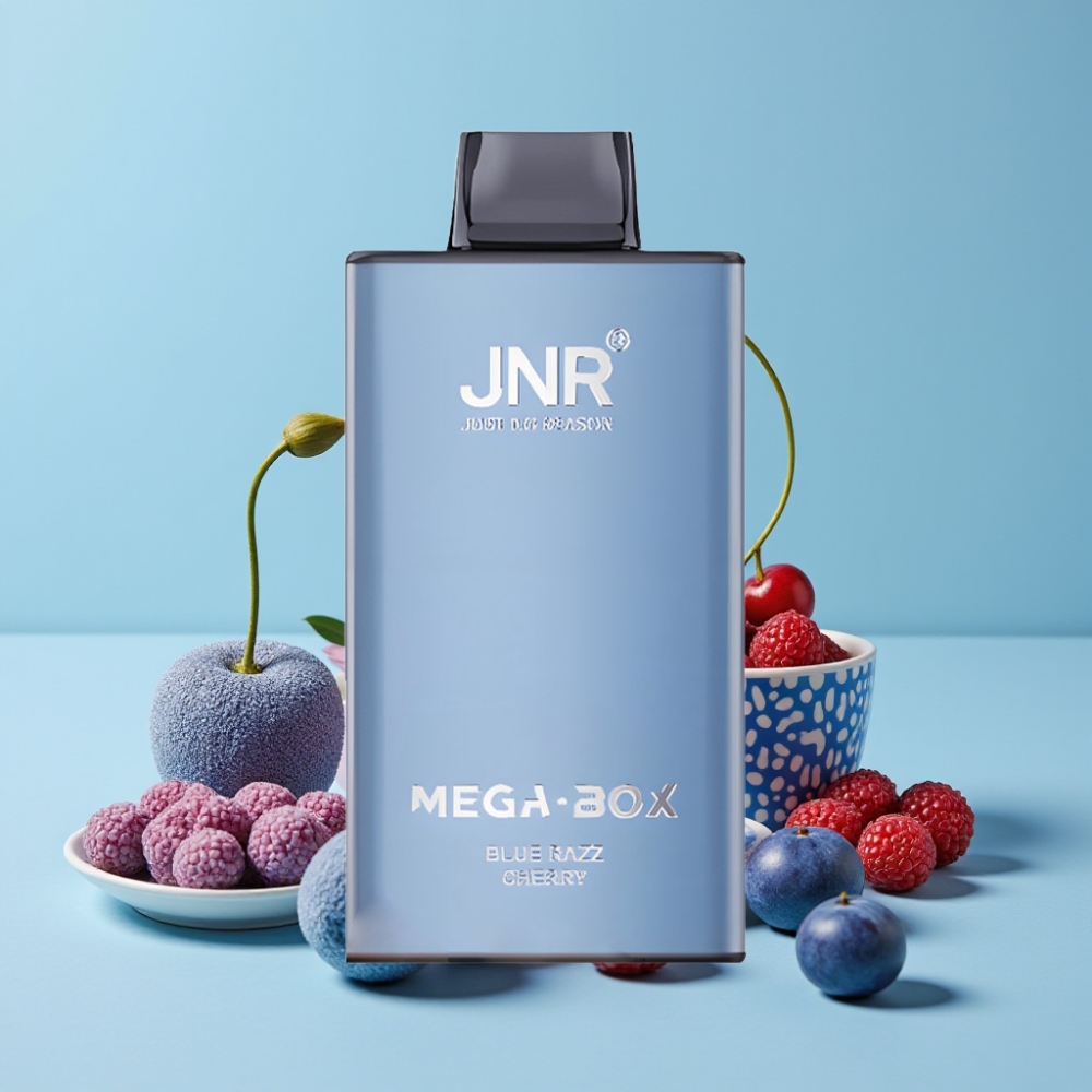 JNR Mega Box 25000 Puffs Blå Bringebær Kirsebær 30ml 850mAh Dual Mesh
