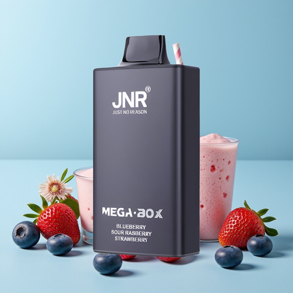 JNR Mega Box 25000 Puffs Blåbær Sur Bringebær Jordbær 30ml 850mAh Type-C