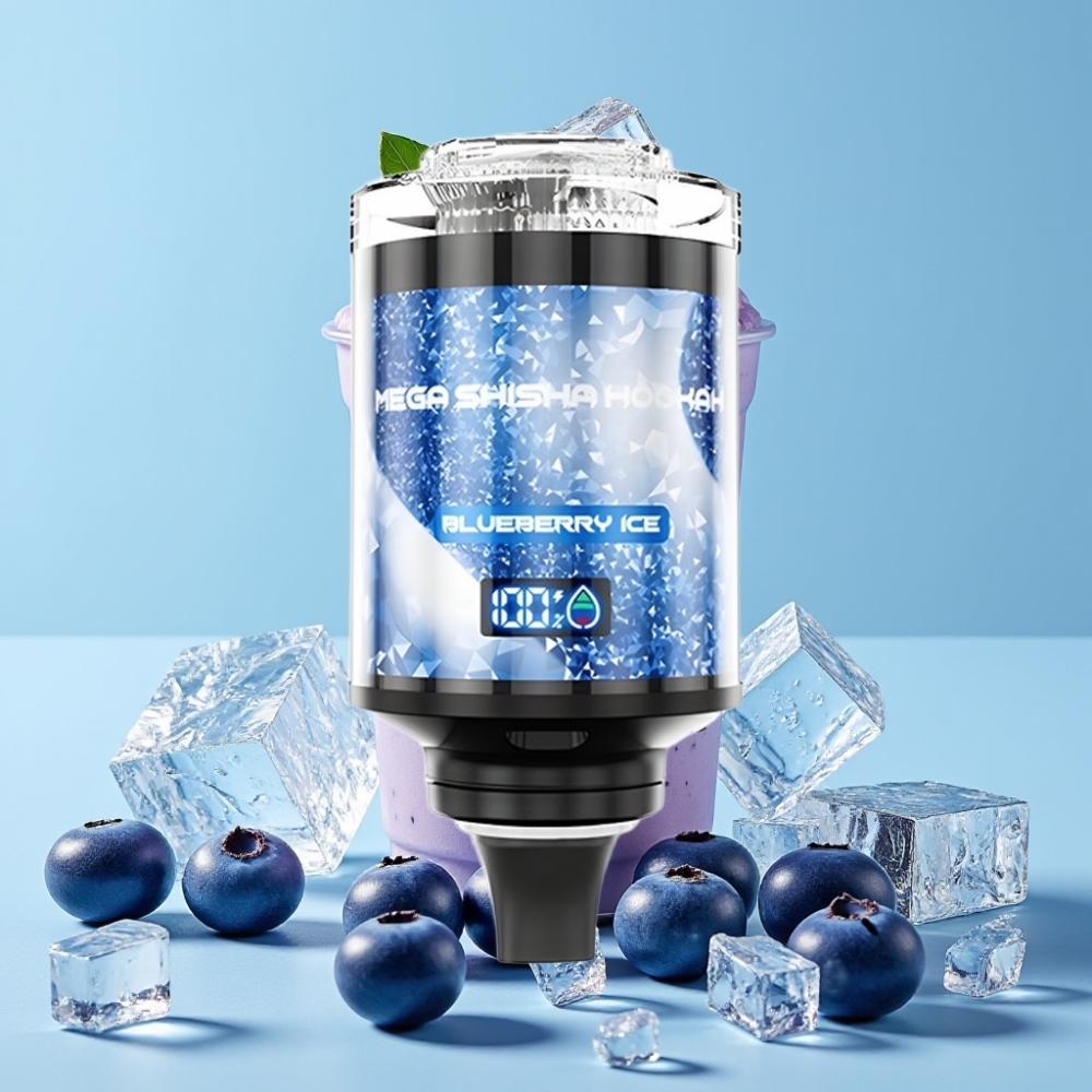 JNR Mega Shisha Hookah 100K 60ml Blåbær Is Type-C Smart Skjerm