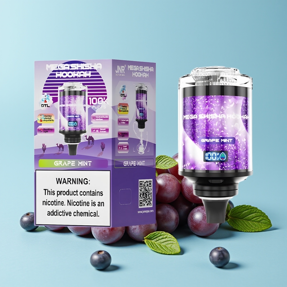 JNR Mega Shisha Hookah 100K Desktop 60ml 2200mAh Type-C Grape Mint