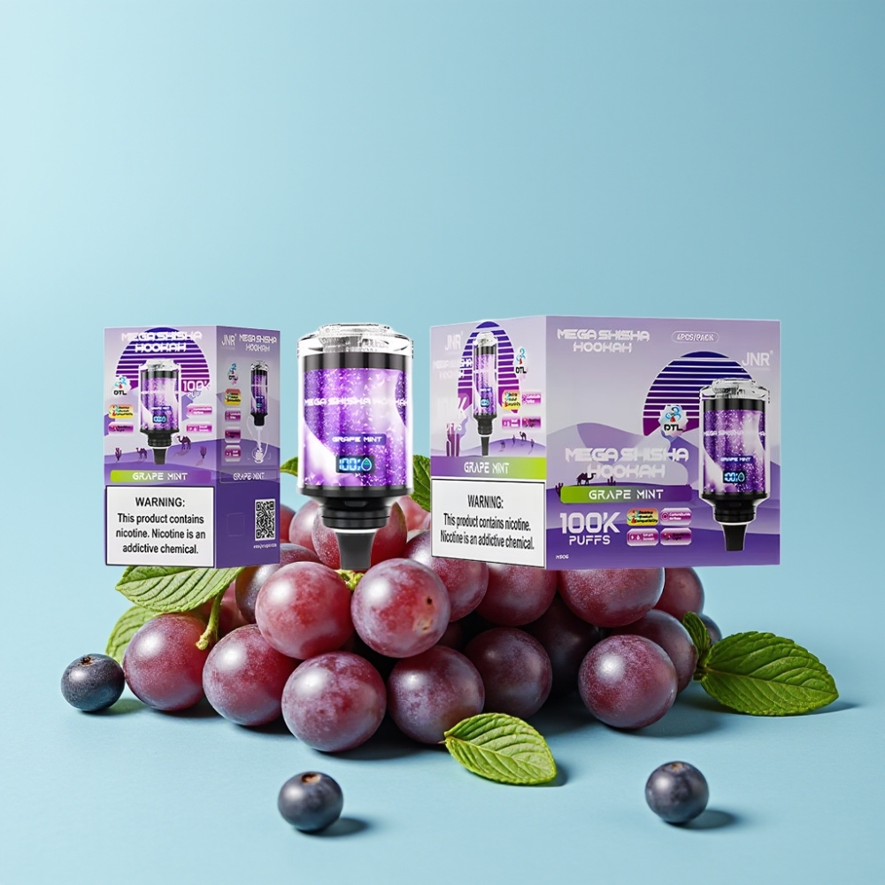 JNR Mega Shisha Hookah 100K Desktop 60ml 2200mAh Type-C Grape Mint
