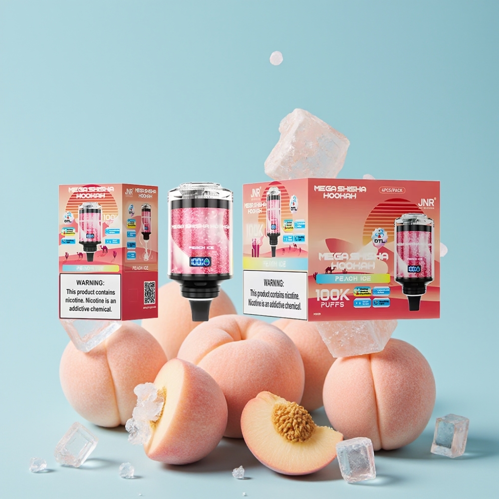 JNR Mega Shisha Hookah 100K Desktop Kompatibel 60ml 2200mAh Fersken Is