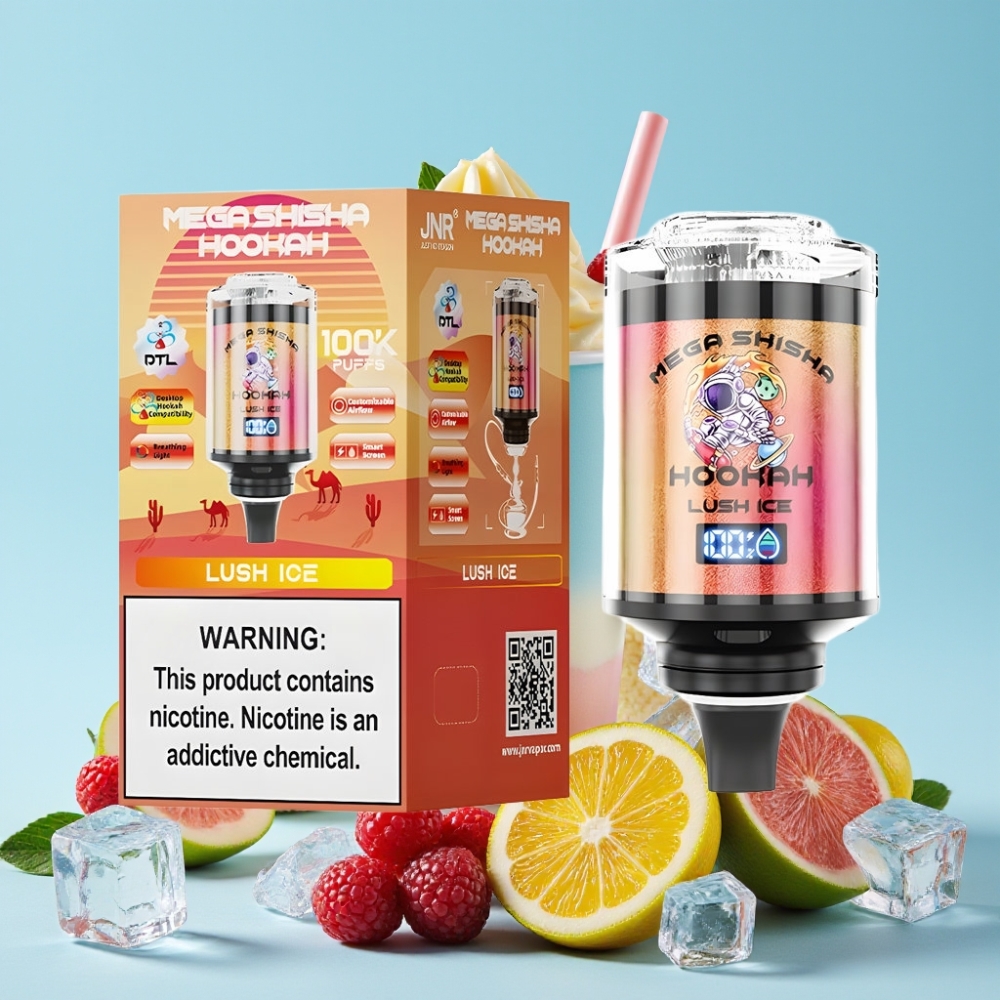 JNR Mega Shisha Hookah 100K Desktop Kompatibel 60ml 2200mAh Lysteis