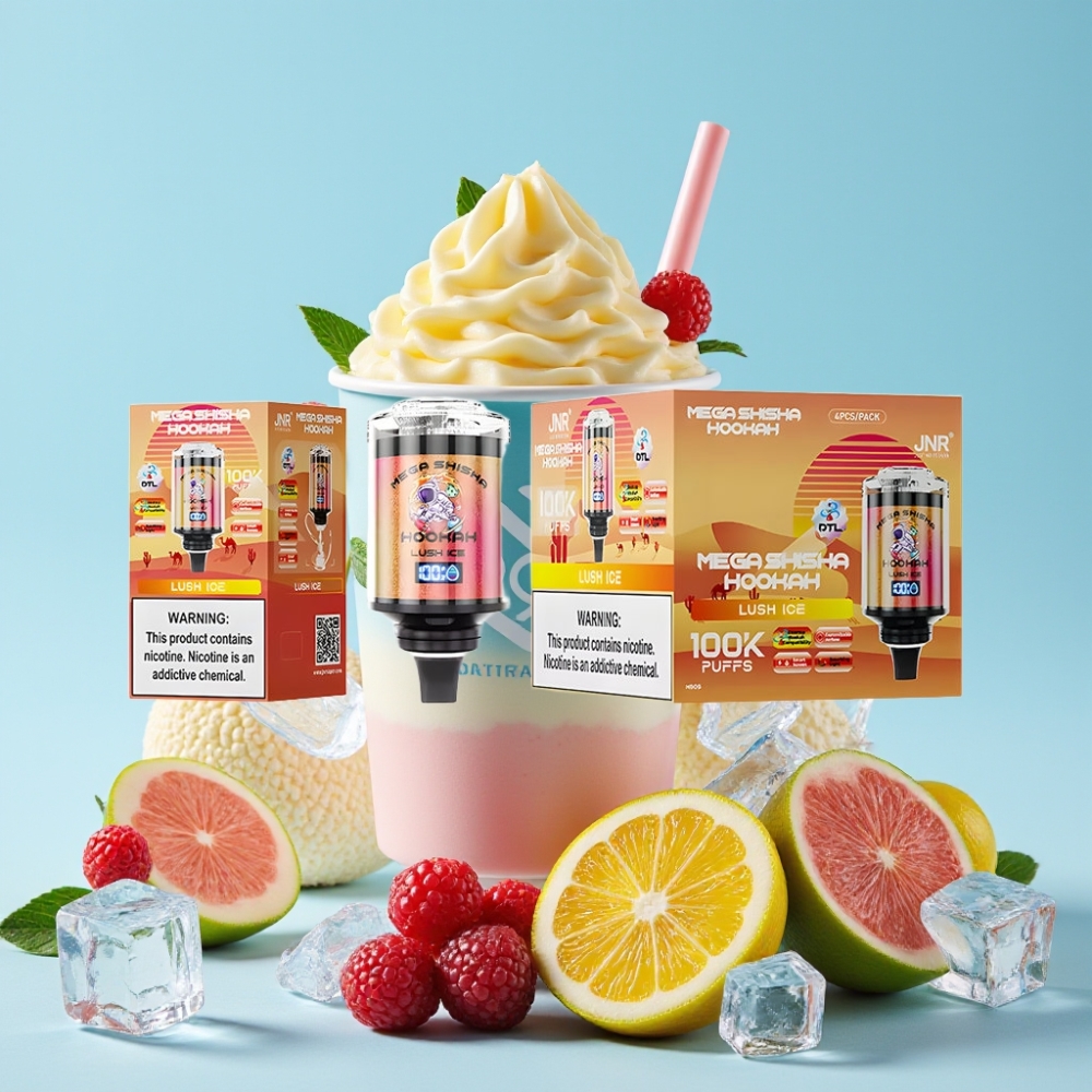 JNR Mega Shisha Hookah 100K Desktop Kompatibel 60ml 2200mAh Lysteis