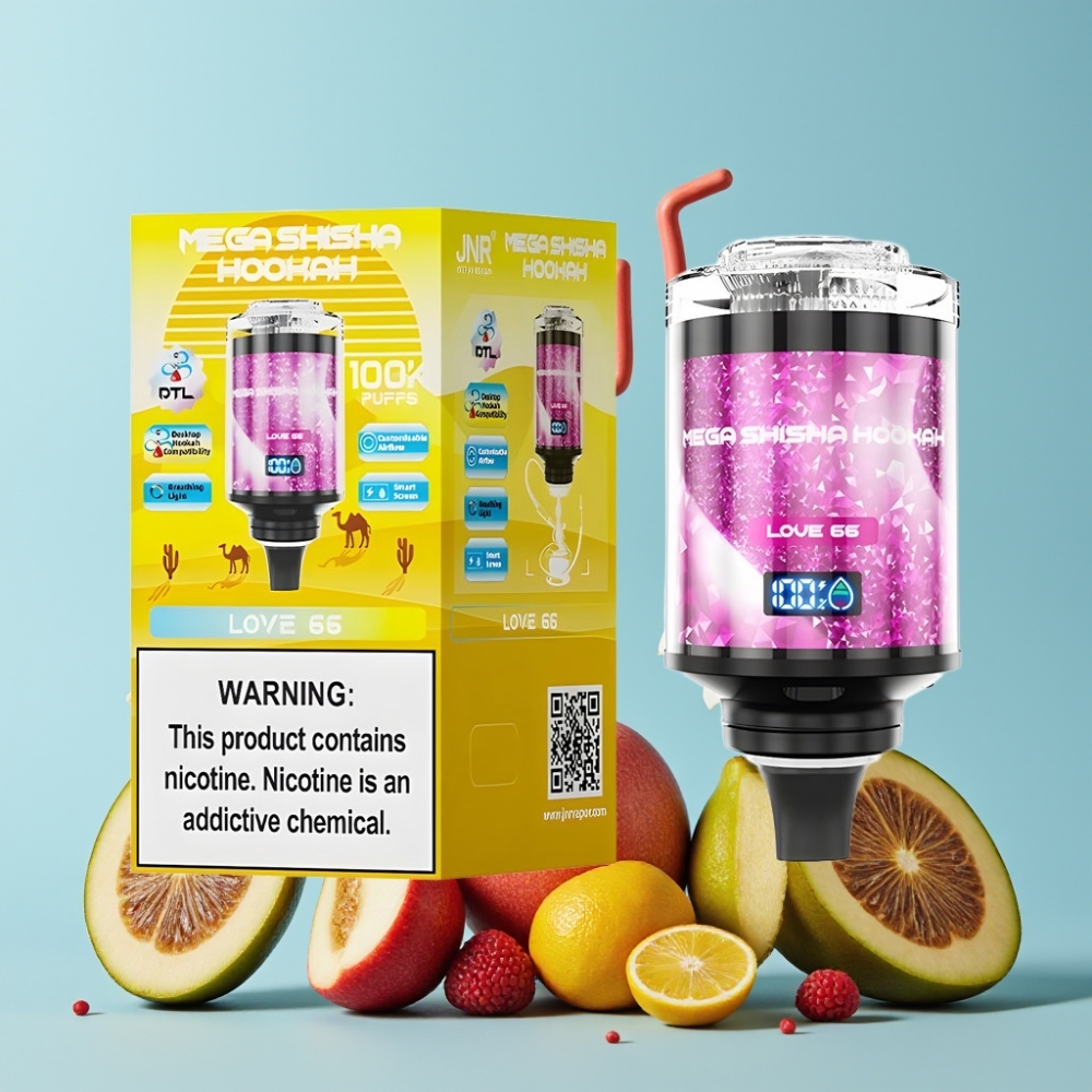 JNR Mega Shisha Hookah 100K Kjærlighet 66 Skjerm Justerbar Luftstrøm