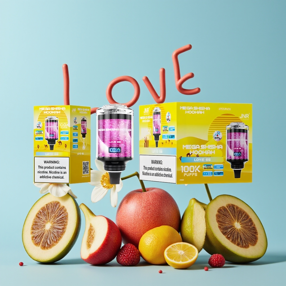 JNR Mega Shisha Hookah 100K Kjærlighet 66 Skjerm Justerbar Luftstrøm