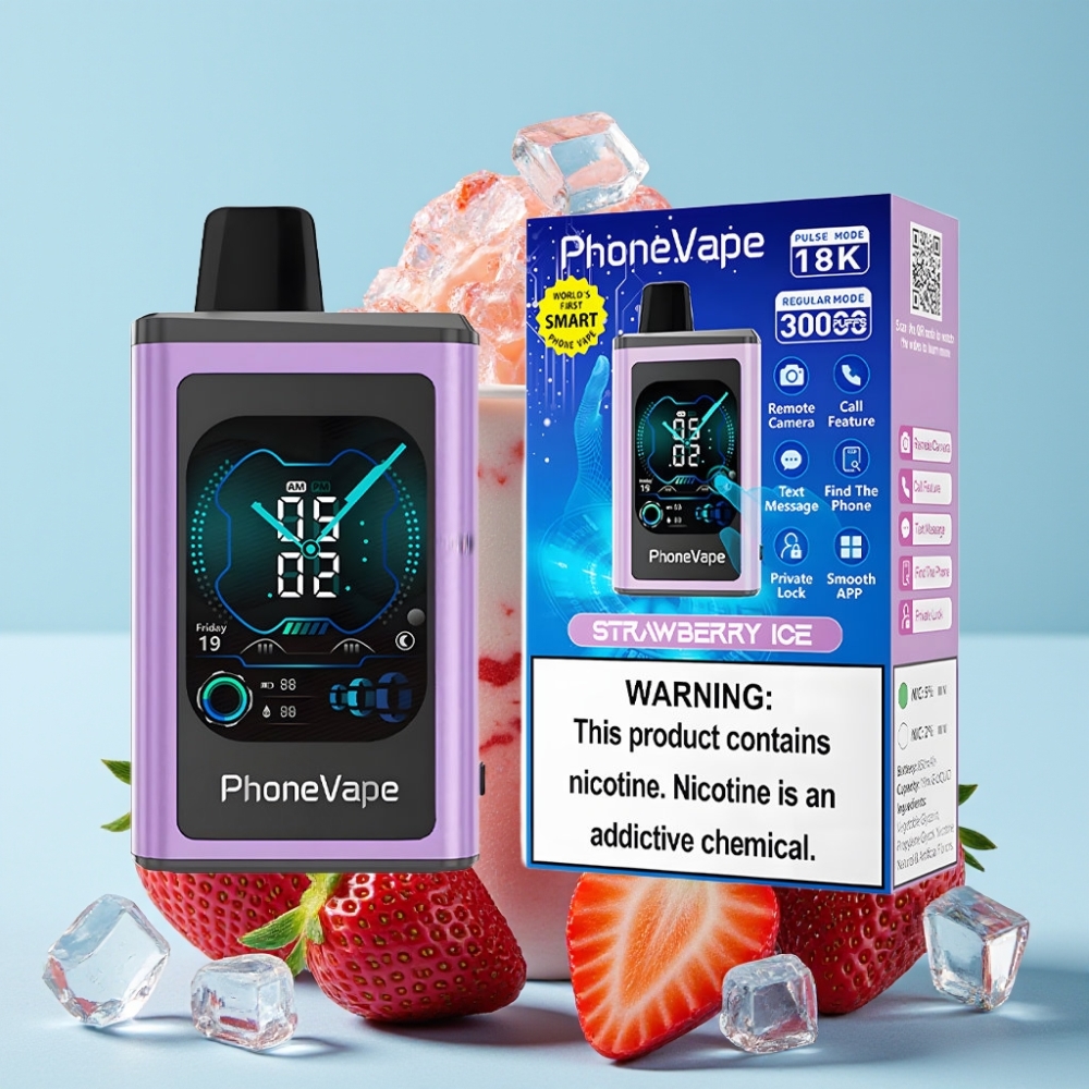 JNR PhoneVape 30000 puffs App Controlled Turbo Mode Jordbær Is