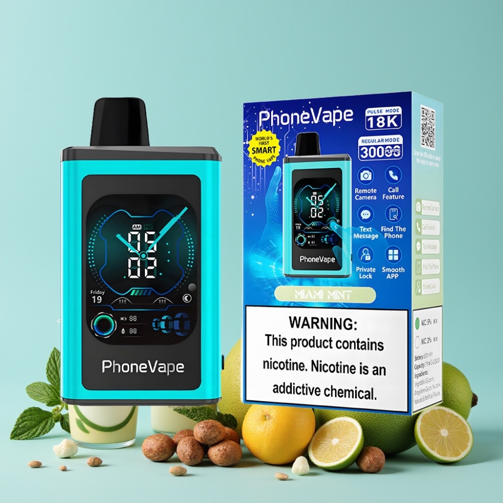 JNR PhoneVape 30000 puffs App Kontrollert Justerbar Luftstrøm Miami Mynte