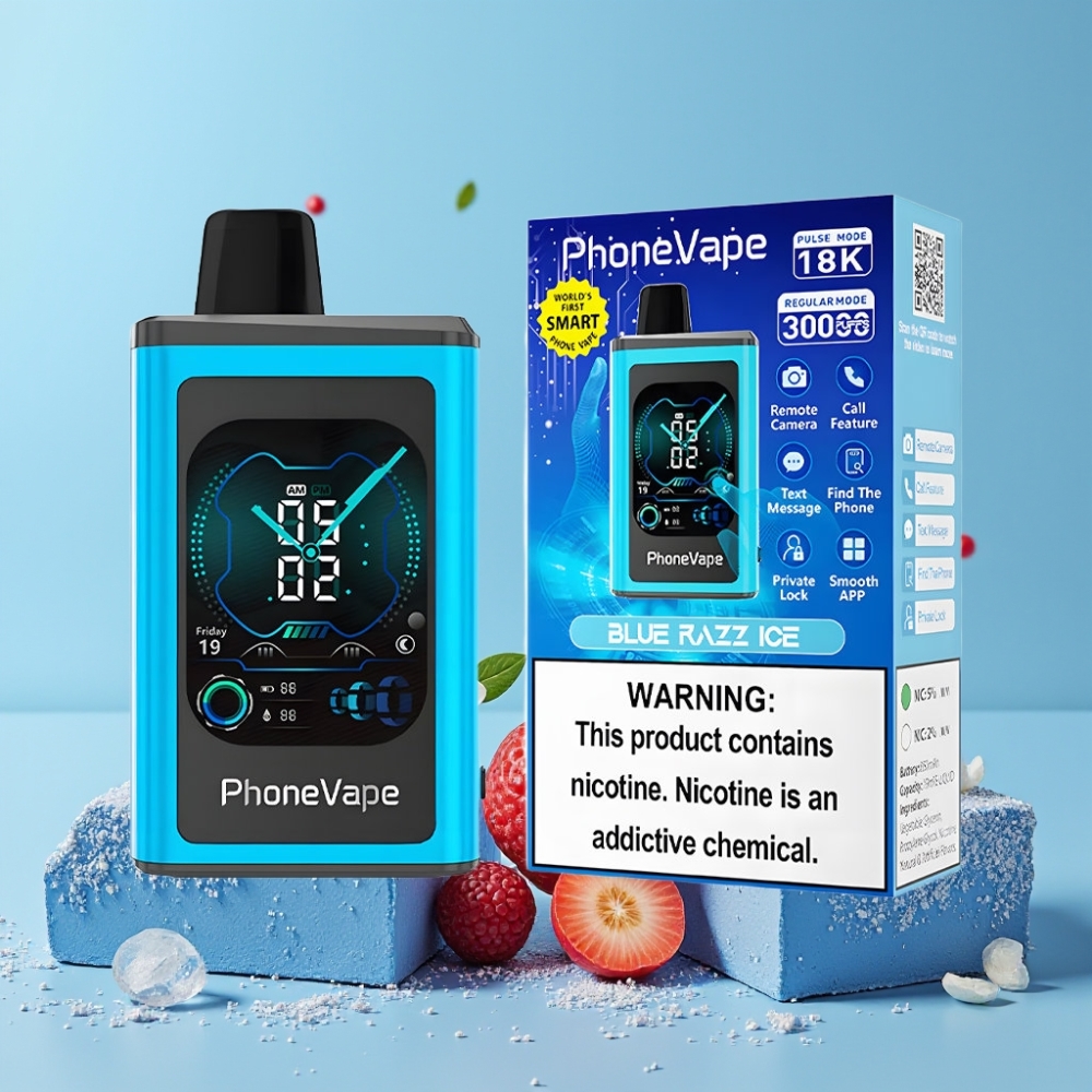 JNR PhoneVape 30000 puffs Blå Bringebær Is Type-C Ladbar Turbo Modus