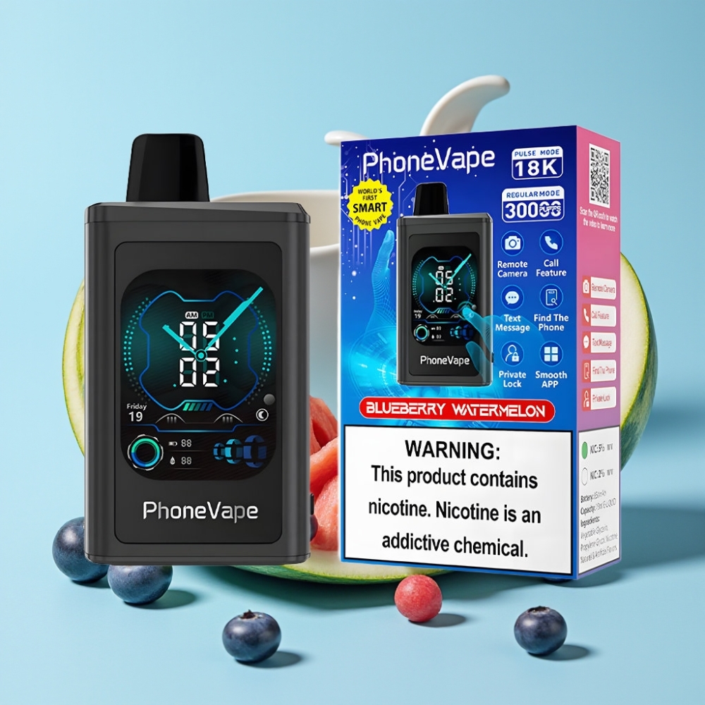 JNR PhoneVape 30000 puffs Blåbær Vannmelon Type-C Ladebar Turbo Luftstrøm