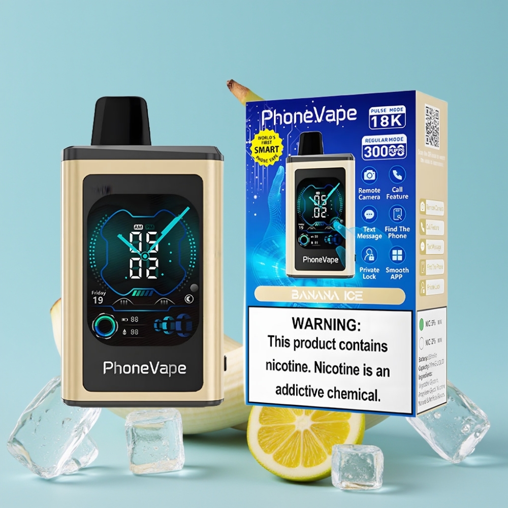 JNR PhoneVape 30000 puffs Disposable Vape Banan Is med Turbo Mode & App Styring