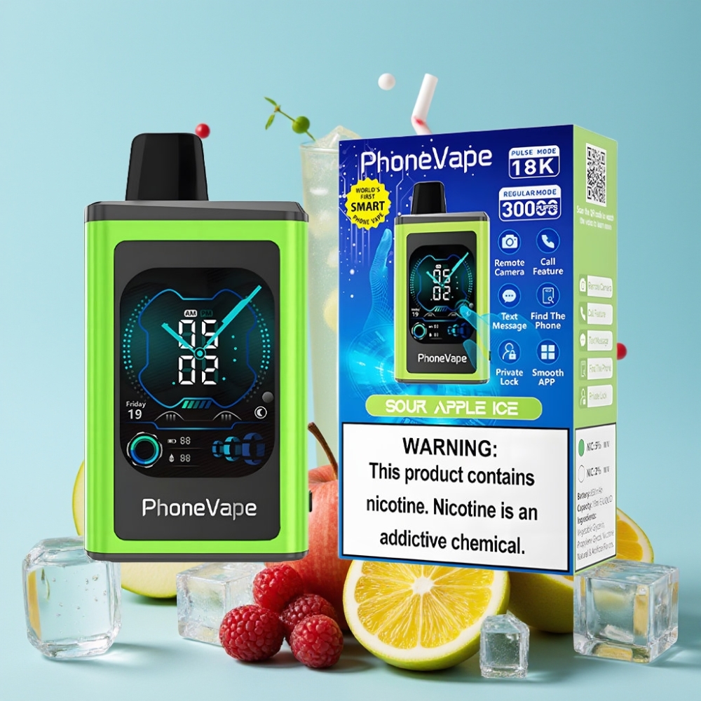 JNR PhoneVape 30000 puffs Disposable Vape Sur Eple Is med Turbo Mode og Full Display Screen