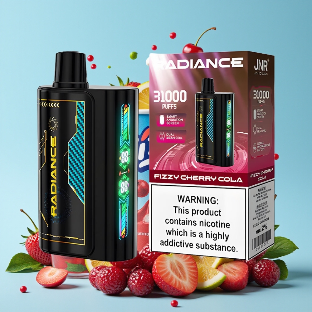 JNR Radiance 31000 Puffs Smart Screen Dual Mesh Type-C Brusende Kirsebær Cola