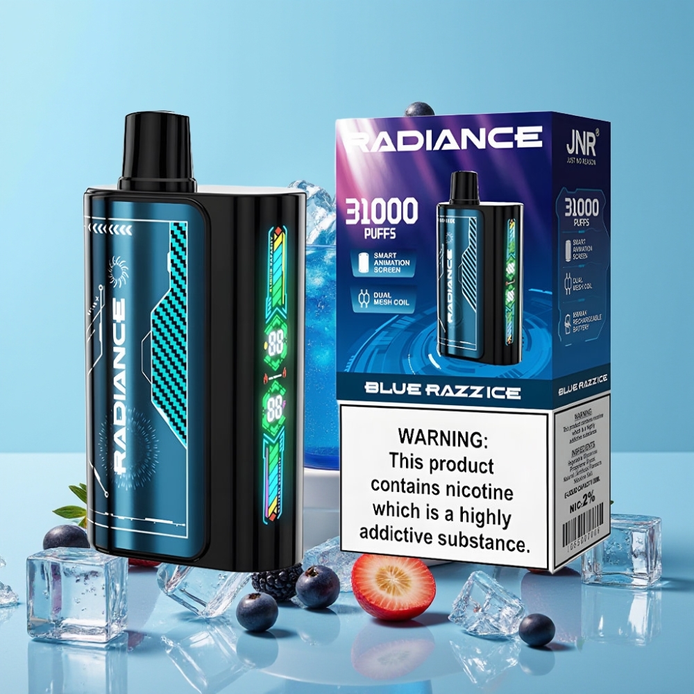 JNR Radiance 31000 Puffs Smart Skjerm Dual Mesh Blå Bringebær Is
