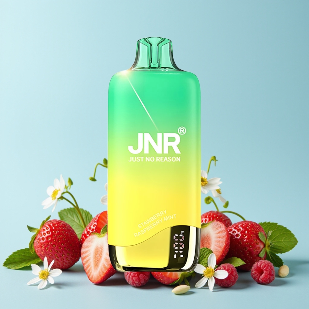JNR Rainbow 10500 Puffs 18ml Jordbær Bringebær Mynte USB-C 0.8ohm Mesh