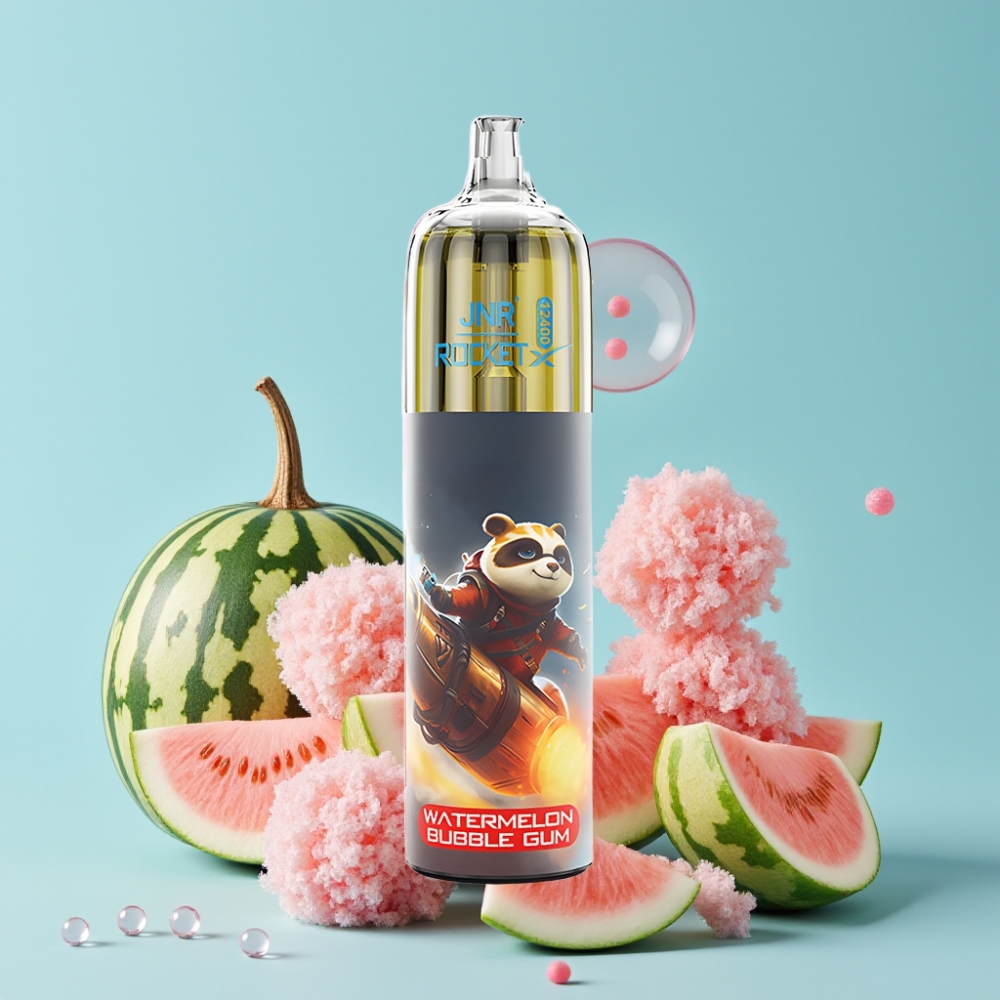 JNR Rocket-X 12400 Puffs Justerbar Luftstrøm RGB Lys 1.2ohm Mesh Coil Vannmelon Tyggegummi