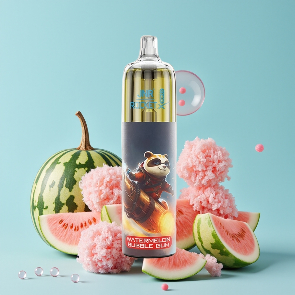 JNR Rocket-X 12400 Puffs Justerbar Luftstrøm RGB Lys 1.2ohm Mesh Coil Vannmelon Tyggegummi