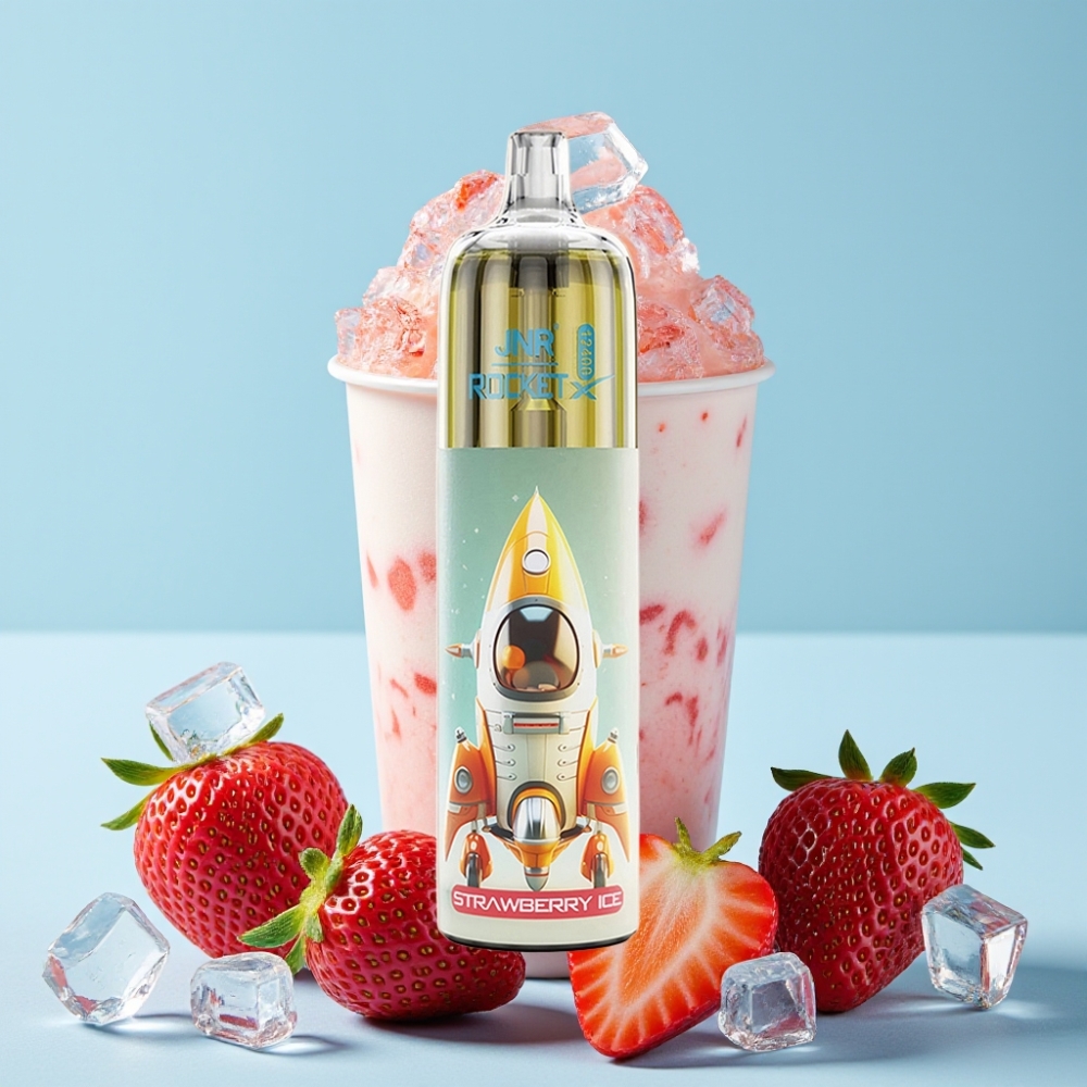 JNR Rocket-X 12400 Puffs Justerbar Luftstrøm RGB Lys Jordbær Is