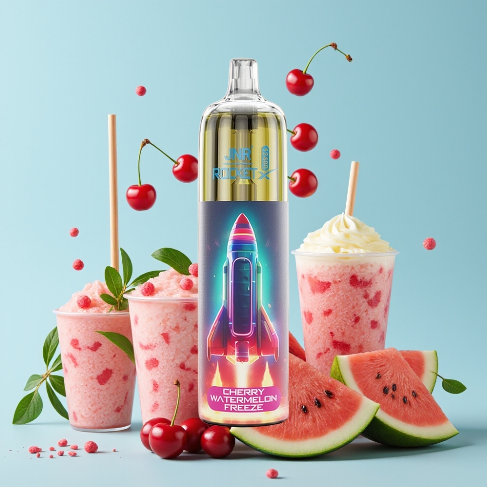 JNR Rocket-X 12400 Puffs Justerbar Luftstrøm RGB Lys Kirsebær Vannmelon Fryse