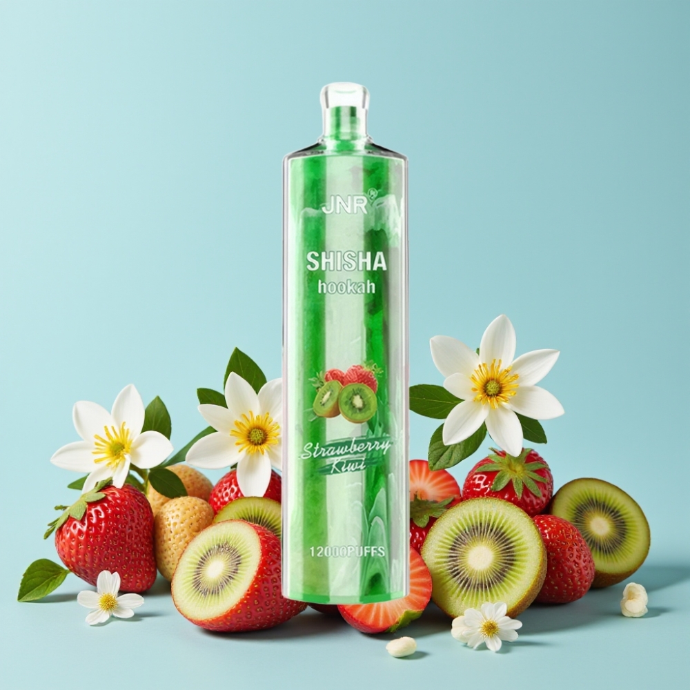 JNR Shisha Hookah 12000 Puffs 24ml 0%/2% Nikotin Jordbær Kiwi