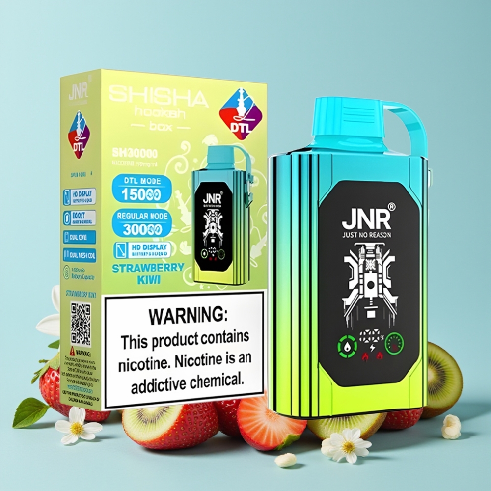 JNR Shisha Hookah Box 20500 Puffs HD Display 1000mAh 25ml Type-C Jordbær Kiwi