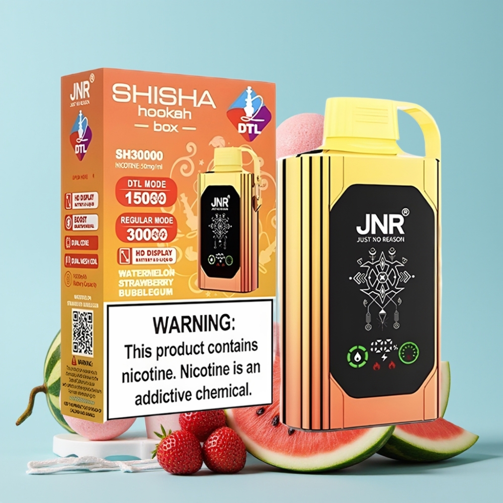 JNR Shisha Hookah Box 20500 Puffs HD Display 1000mAh Type-C Vannmelon Jordbær Bubblegum