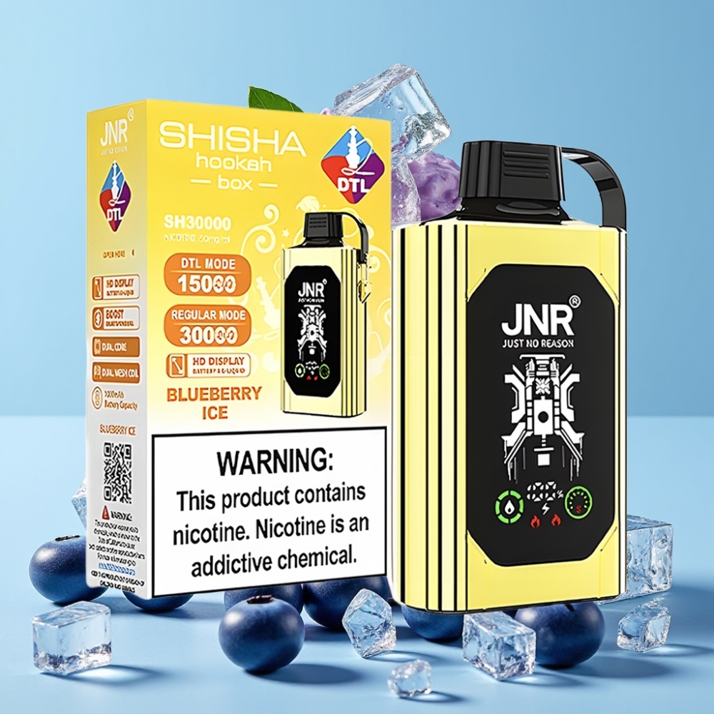 JNR Shisha Hookah Box 20500 Puffs HD Display 25ml Blåbær Is Type-C Lading