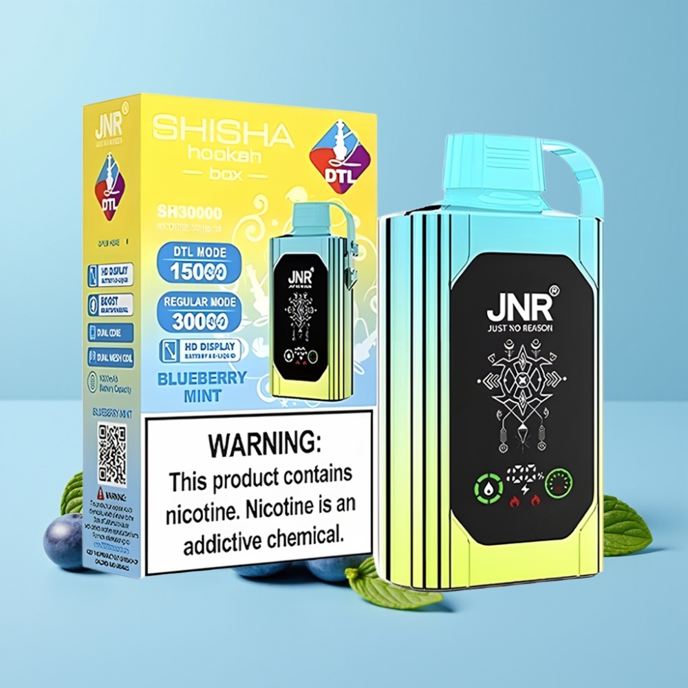 JNR Shisha Hookah Box 20500 Puffs HD Display 25ml Blåbær Mynte Type-C Lading