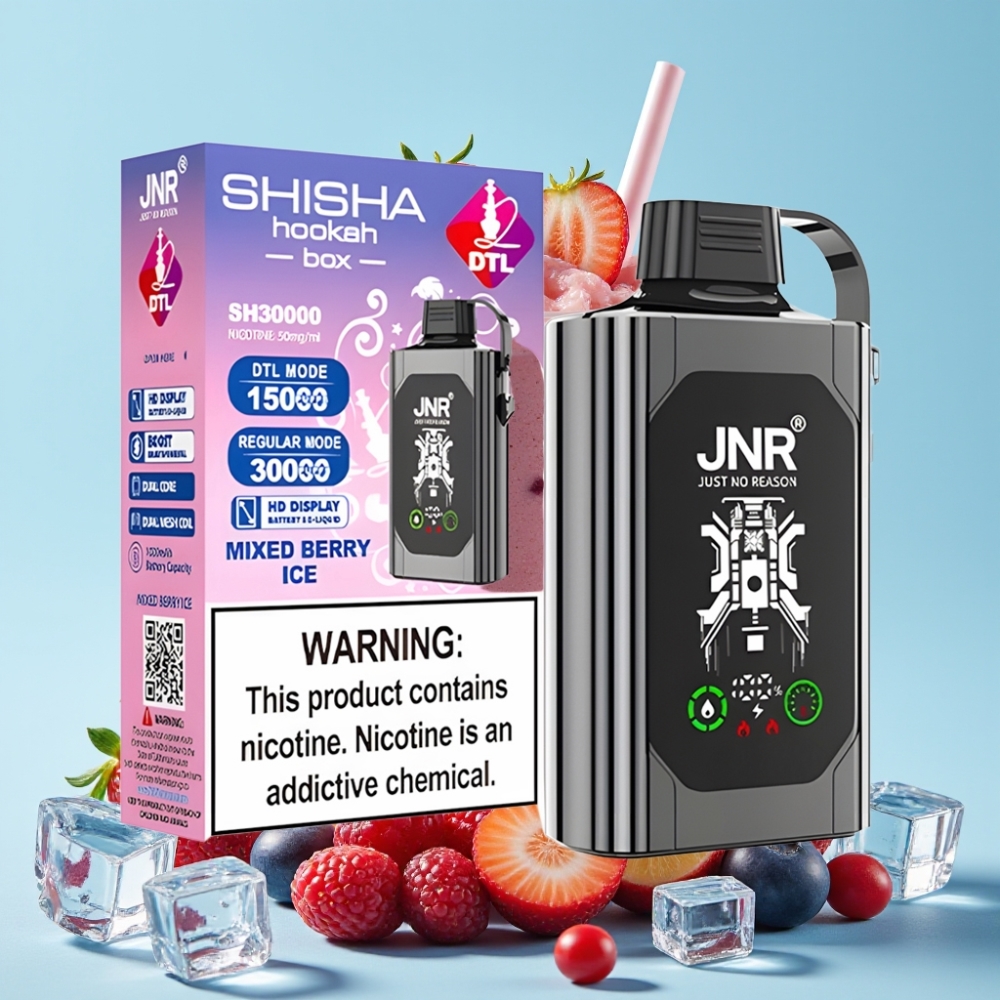 JNR Shisha Hookah Box 20500 Puffs HD Display 25ml Blandet Bær Is Type-C Lading